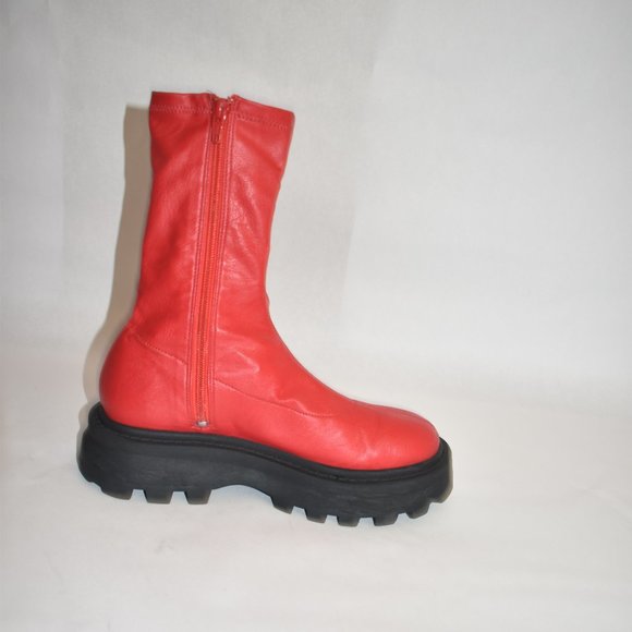 SIMON MILLER Vegan Leather Scrambler Boot Boots Red Size 39 9 US - Picture 6 of 10